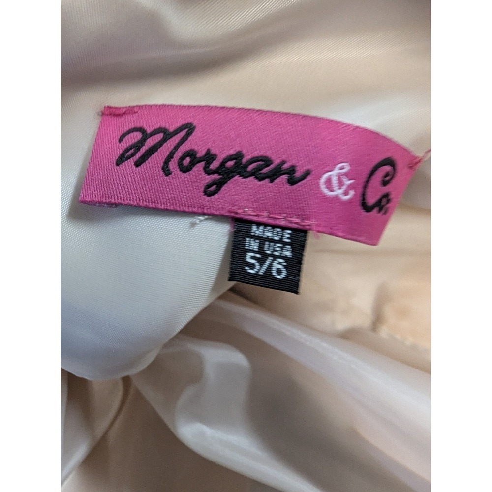 Morgan & Co Formal Gown Dress 5/6 Pink Gold Lace Tulle Satin Maxi Prom Evening - Picture 6 of 16